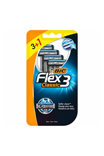 Bic Set of 3 x 4 Flex 3 Classic Razors, 3 Blades, Men