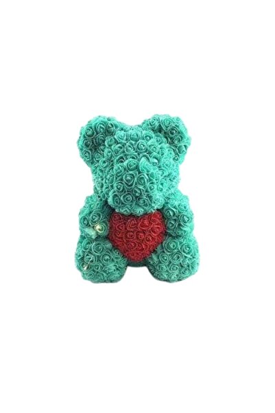 OEM Teddy Bear made of Soap Roses, Luckyant, Green with Red Heart, 25 cm