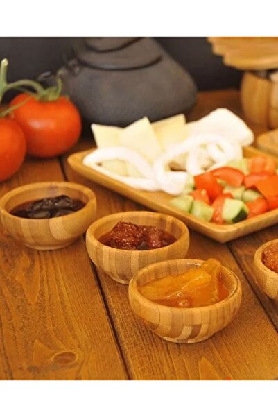 Hibana 6 Adet Bambu Sunum Kasesi, Çerezlik, Kase, Servis Kasesi, Sosluk, Reçe...