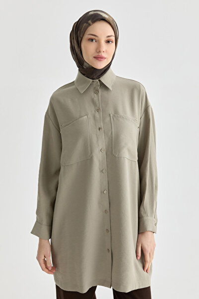 Tuğba Çift Cepli Tunik - Taş