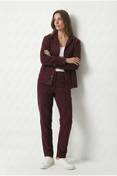 Miss Dünya Lissa Women's Premium Corded Fabric Fabric Shirt and Trouser Set