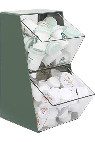 Arabest منظم تخزين كبسولات القهوة مع سلتين كبيرتين، حامل كبسولات K، منظم سطح ...