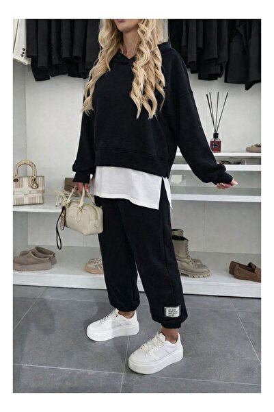 byasafkids Women's long sleeve hooded viscose two-thread blouse and pants two...