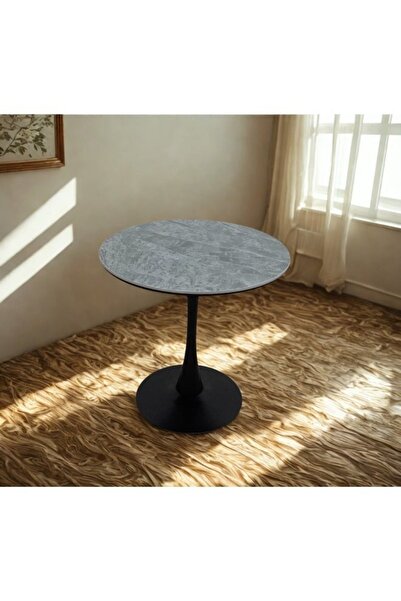 smart home Round Ceramic Cafe Table 80cm | Modern Coffee Table with Metal Base