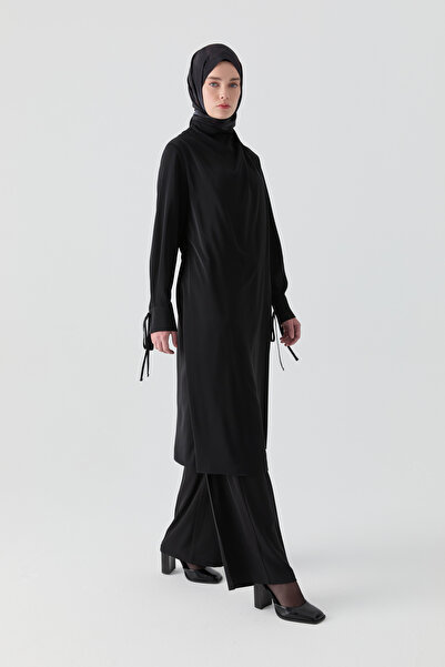 Tuğba Omuz Drapeli Tunik - Siyah