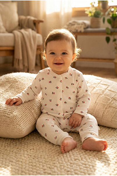 Noone I Love Mom Dad Baskılı Fitilli %100 Pamuk Bebek Tulumu - Anne Baba Yazı...