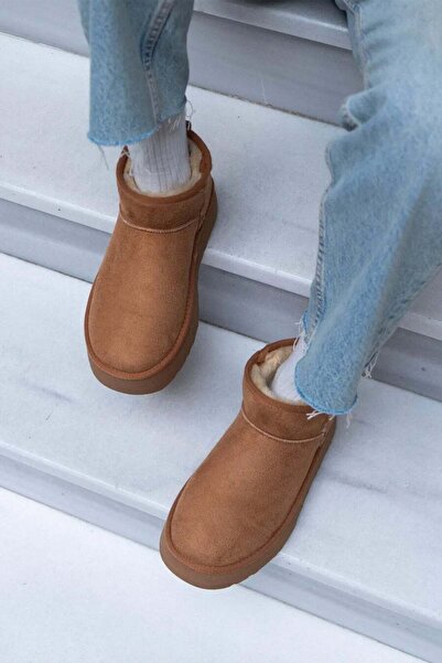 Fulla Moda Short Suede Boots with Fur Inside and Thick Sole