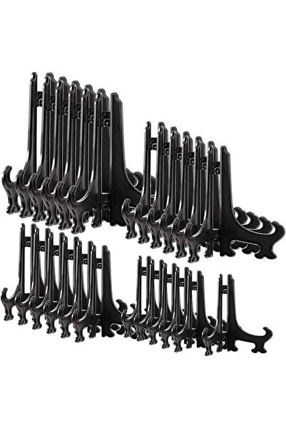 Arabest 24Pcs black Plate Stand,4 Size Easel Plate Display Stands Plastic Eas...