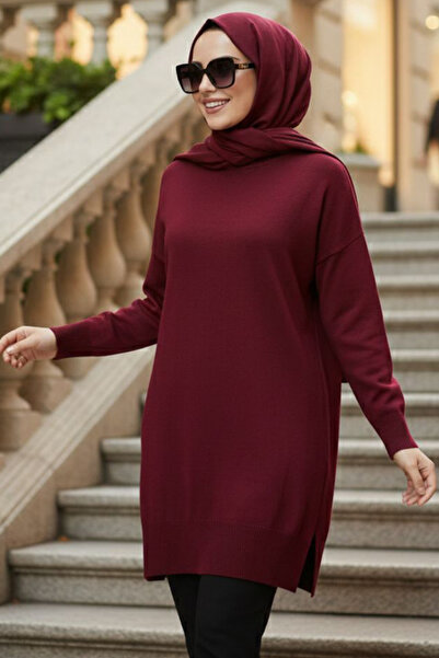 N.S NEVA STYLE Vişne Tesettür Knitwear Sweater 10901Vsn