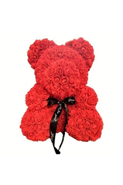 OEM Teddy Bear Made of Foam Roses, Red with Bow, 20cm, Handmade
