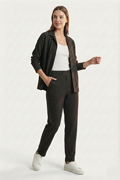 Miss Dünya Lissa Γυναικείο Σετ Παντελόνι και Πουκάμισο από Υφασμάτινο Κοτλέ P...