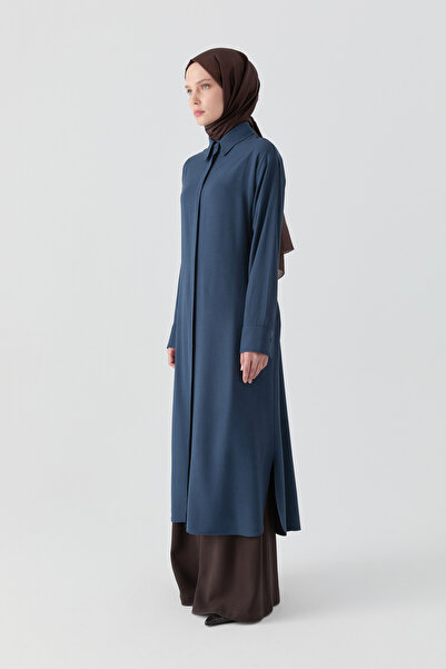 Tuğba Arkası Bağcık Detaylı Tunik - İndigo