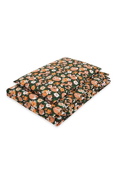 Other Children's 2-piece cotton bedding set 120x90 cm - fox family on green