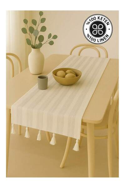 SEVHOME CONCEPT Sev Home Concept %100 Keten Otantik Runner 35x140 cm