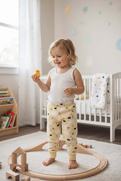 Fulla Moda Pantaloni de pijama unisex pentru copii din lână cu model de urs p...