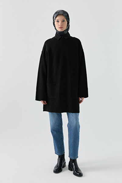 Tuğba Kırçıl Desenli Tunik - Siyah