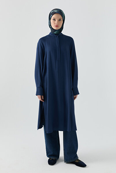 Tuğba Arkası Pileli Tunik - İndigo