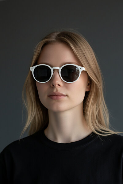 De Valentini Round Model Bone Unisex Sunglasses