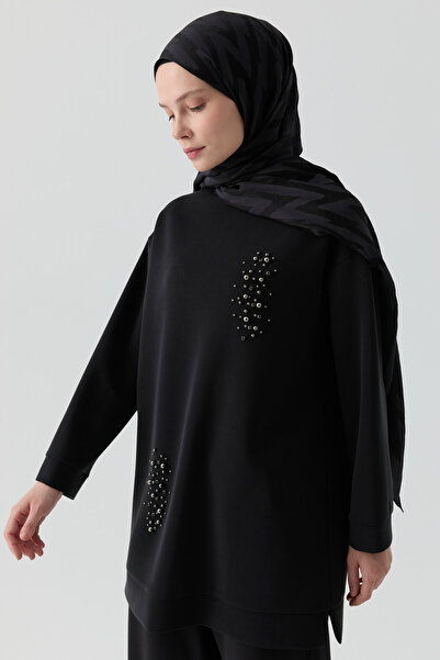 Tuğba Boncuk İşlemeli Tunik - Siyah
