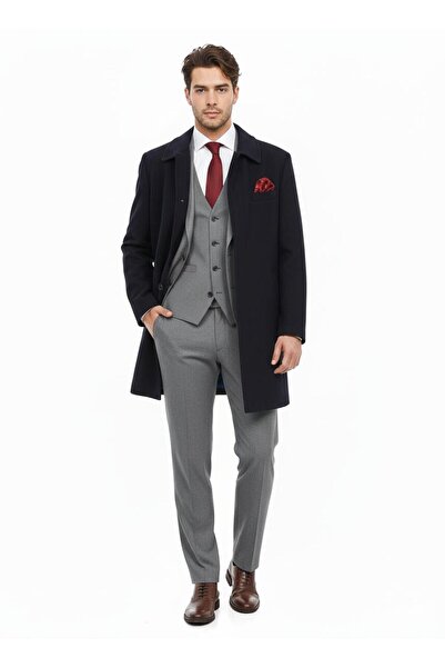 Presto Erkek Ceket Üstü Kaşe Kaban Lacivert 5012