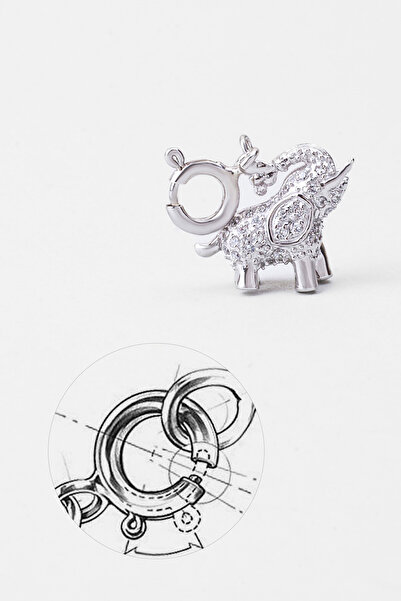 So CHIC... Bereket Fil 18 Ayar Beyaz Altın Kaplama Gümüş Charm