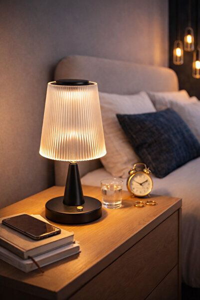 kialed Şarjlı Abajur Modern Yatak Odası Ve Komidin Lambası