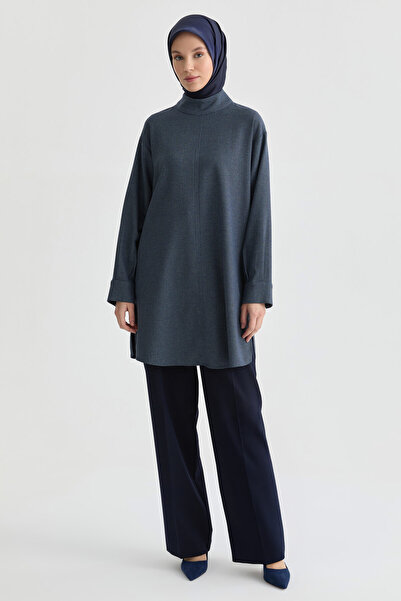 Tuğba Dik Yakalı Tunik - Lacivert