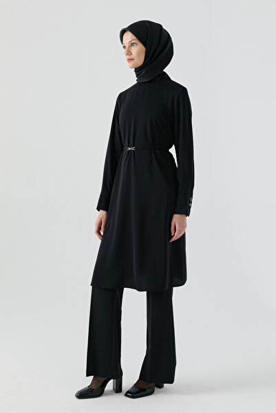 Tuğba Pile Detaylı Tunik - Siyah
