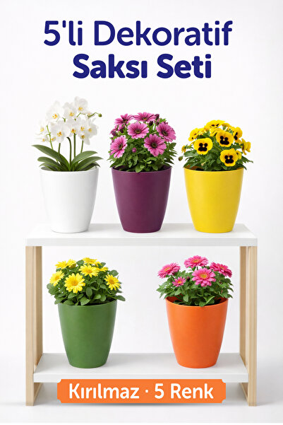 Badem10 (5 Adet) Kırılmaz Plastik Dekoratif Farklı Renkte Balkon Orkide Bitki...