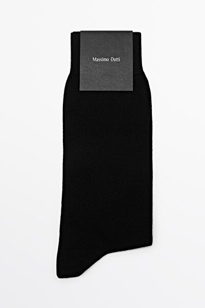 Massimo Dutti Pamuk karışımlı düz örgü çorap