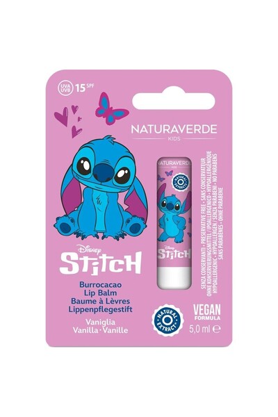 Naturaverde Set of 3 x Kids Stitch Lip Balm, Vanilla, SPF15, 5 ml