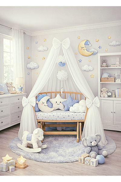 Mutlu Başlangıçlar Hastane Süsleme Cibinlik Beşik Cibinlik Seti Ponponlu Cibi...