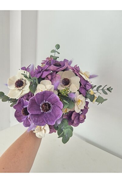 Yellow Tulip Wedding/bride/godmother bouquet, immortal sola flowers and stabi...