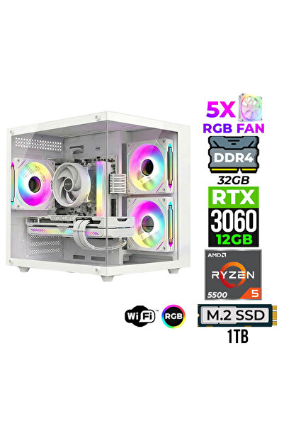 XASER Mage x40 Ryzen 5 5500 32GB Ram 1TB M.2 NVMe SSD 12GB RTX3060 Oyuncu Tav...