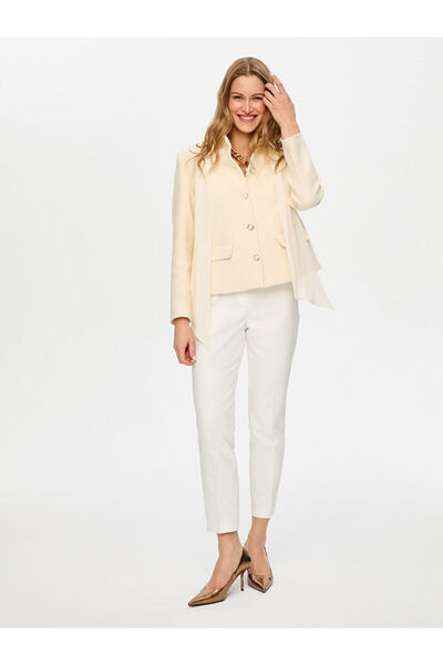 Faik Sönmez Fular Aksesuarlı Tüvit Ceket S26CKT022