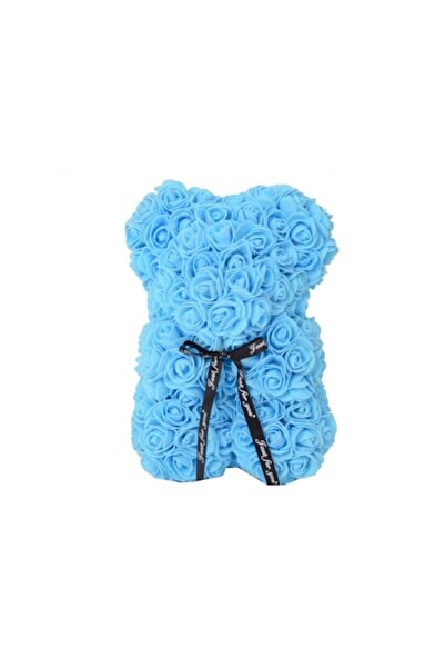 Wertcraft ® Decorative Bear Made of Soap Flowers, 25 cm, Blue