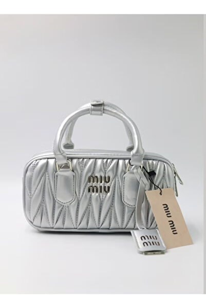 MİUAST Miu Miu Small Arcadie Top Handle Bag in Matelassé Nappa Leather Crossb...
