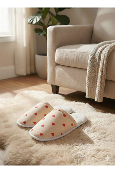 Serena Women's fluffy, cream slippers with Printed - comfortable and warm