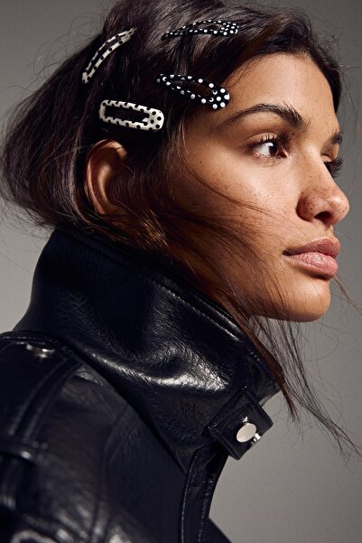 Bershka 3'lü kürk baskılı toka seti