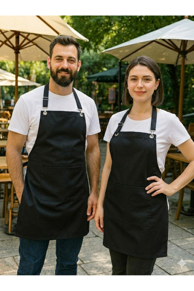 MUTLUGYM قماش جبردين 100% قطن مع حزام قابل للتعديل، مريلة للنادل - الباريستا ...