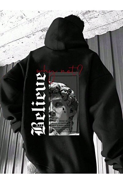 ship master Unisex Believe Printed Hooded Sweatshirt 100% Cotton 3 Thread Ove...