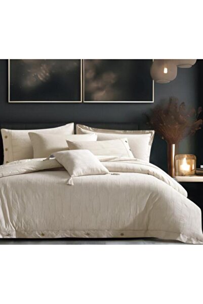 Alhabib bedding مفرش مزدوج قطن جاكارد فاخر بيج يناسب سرير مقاس 200x200سم عدد ...