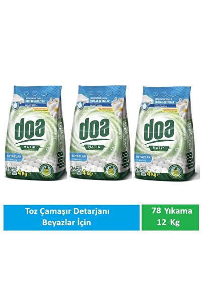 Doa Matik Toz Deterjan Beyazlar 3 x 4 Kg 78 Yıkama