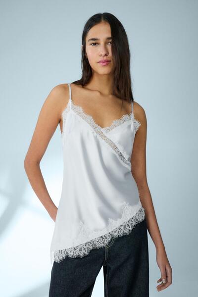 Bershka Asimetrik askılı saten top