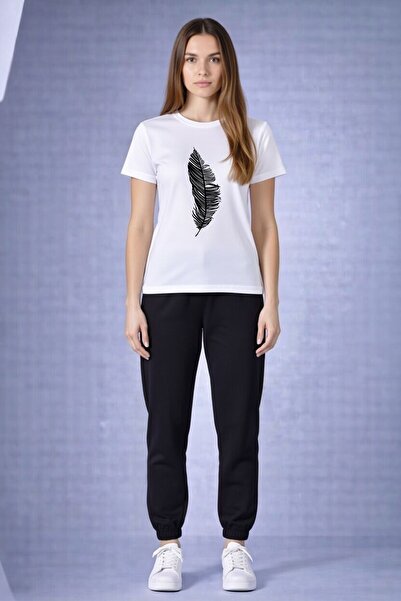 orwen life est. 2022 Unisex Oversize Cotton Feather Print T-Shirt and Sweatpa...