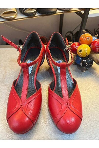 bitangosu SWINGTIME – T-Strap SWING-LİNDY HOP- Dans Ayakkabısı (Kırmızı Deri)