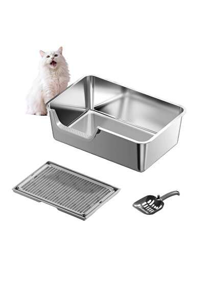 KidLe صندوق فضلات القطط مع مجرفة، صينية فضلات القطط غير لاصقة، سهلة التنظيف