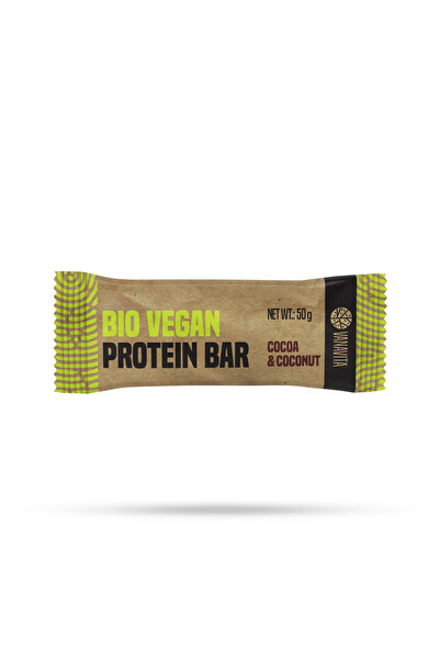 GymBeam Baton proteic vegan BIO - VanaVita, 50 g, cacao și nucă de cocos