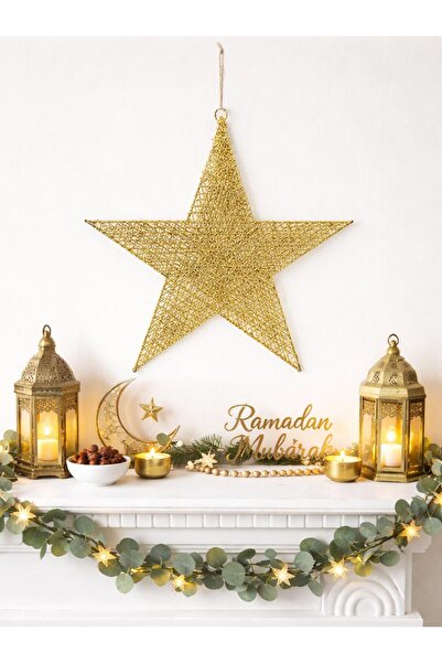 Parti Adresi Ramazan Temalı Altın Tel Yıldız Duvar & Kapı Süsü 30 cm
