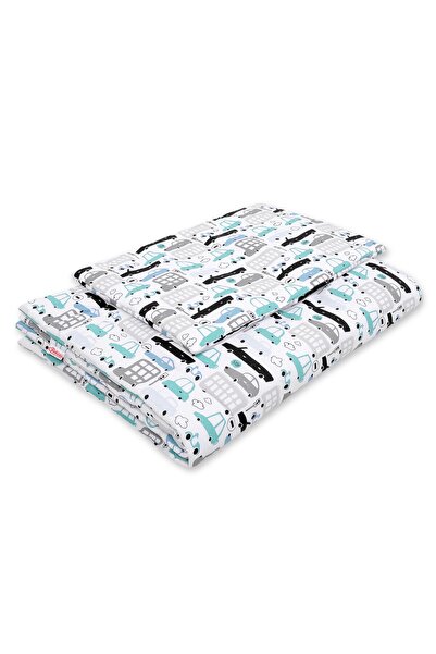 Other Children's bedding set with filling 120x90cm - gray and turquoise cars